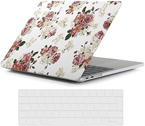 RYGOU Flower Pattern Hard Case with Clear Keyboard Skin for Macbook Pro 13 inch with Touch Bar and Touch ID Model:A1707 (Released in Oct 2016)
