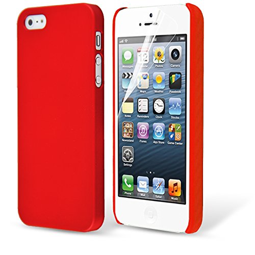 Red iPhone 5S Case, Thin Hybrid Matte Hard Case and Screen Protector for iPhone 5S and iPhone 5 Cover [Red], Case Buddy TM