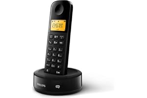 trådlös telefon – D1651B/01 – DECT telefon – hemtelefon – fast strömförsörjning – telefonsvarare – svart