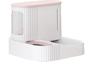 YWKIYRS Fournitures pour Animaux de Compagnie Distributeur Croquettes Chat/de Nourriture 2 en 1 Distributeur Automatique d'eau pour Chats Distributeur d'eau de Grande capacité Chien Distributeur d'eau (Rose)