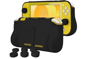 Orzly Grip Case for Switch Lite – pokrowiec ochronny do stosowania na Nintendo Switch Lite w trybie ręcznego Gamepad z wygodnymi wyściełanymi uchwytami, z podpórką i opakowaniem uchwytów Thumbgrips -