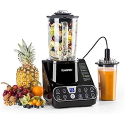 KLARSTEIN Airakles - Blender Puissant, 1500 Watts, 7 programmes, 30 000 Tours par Minute, contenance 1,5 Litre, 6 Lames de Couteaux INOX, Hachoir, icecrusher, Noir