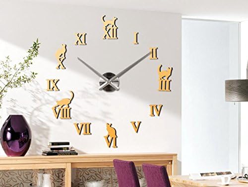 Sucastle Modern Mute DIY Large Wall Clock 3D Sticker Home Office Decor Acrylic