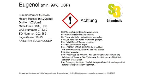 Eugenol Min 99 Usp Amazon Co Uk Garden Outdoors