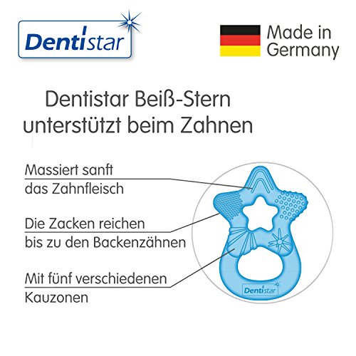 Dentistar® Beißring Set für Babys ab 3 Monate – Stern – Zahnungshilfe Baby aus TPE, Kühlbeißring reicht bis an die Backenzähne, Made in Germany - 5