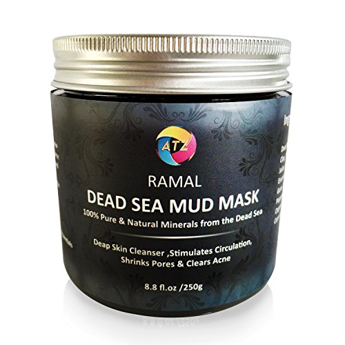 ATZ RAMAL - Dead Sea Mud Mask, 250g/8.8 fl. oz. - 100% GURANTEED Premium Quality Skin Mask Product for Facial Treatment, Minimizes Pores, Reduces Wrinkles, and Improves Overall Complexion - Dead Sea Minerals Help to Pull Toxins Out of the Skin - Facial Mask, Provides Relief from Acne, Blackhead Mask, Pimples, Acne Scars and Cellulite - Safe for Use on Face and Body - Premium Spa Product - Skin Cleanser, Pore Reducer & Natural Moisturiser