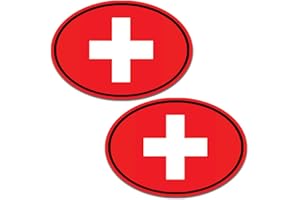 Biomar Labs® 2 x Adesivi Vinile Ovale Bandiera Nazionale Svizzera Swiss Switzerland Per Auto Moto Finestrìno Scooter Bici Motociclo Tuning B 191