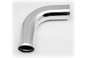 Autobahn88 Aluminum Alloy Pipe, 90-Degree, OD=2.5" (64mm), L=12" (300mm), Glossy Polished, for Automotive Piping