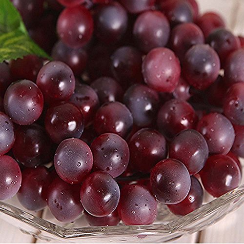 Wady 2pc Deko Kunststoff Weintrauben Wein Trauben Kunstobst Plastikobst künstliches Obst Gemüse Dekoration 2 mal 17cm (Lila) - 6