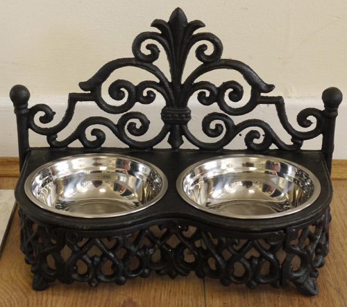 cast iron dog bowl holder