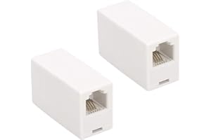 Uvital RJ11 6P4C Inline Coupler, Modular Female to Female Straight Telephone Extension Cable Cord Coupler Adapter Jack White(2 Pack)