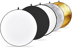 ANNCHILIO 5 in 1 Fotografie Reflektor Set, 30cm Faltreflektor Scheibenreflektor, Reflektor Translucent, Silber, Gold, Weiß und Schwarz für Fotografie und Außenbeleuchtung, Fotoshootings, Hochzeits