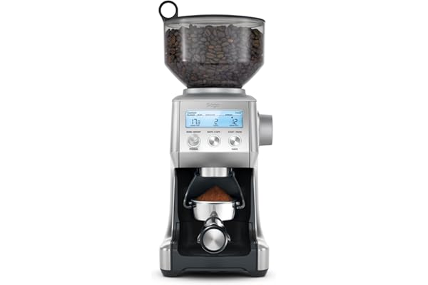 Sage - The Smart Grinder Pro - Moulin à Café à Meules Coniques - Programmable, Automatique, Personnalisé - 60 Réglages, 165W, Inserts Porte-Filtre Inclus - Acier Inoxydable Brossé
