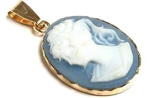 Peninsula Jewellery 9ct Gold Blue Cameo Oval Pendant without chain