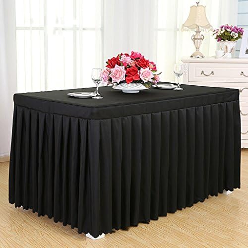 QIN PING GUO QPG Tablecloths Hotel Tablecloths Cold Dining Table Skirts Conference Tablecloths Tablecloths Table Covers (Color : Black)