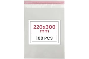 Netuno 100 sachets plats en PP 22 x 30 cm sachets plastiques transparents en polypropylène emballages d'envoi sacs plastiques transparents sacs plats d'expédition sac d'expédition plastique