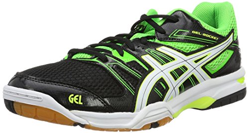 Asics Herren Gel-Rocket 7 Volleyballschuhe, Mehrfarbig (Black/Green Gecko/White), 44.5 EU