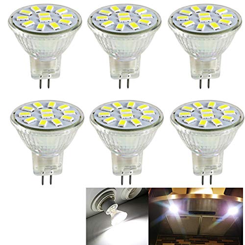 Ei-Home 5733-12SMD MR11 Bombilla LED, 3W, 300lm, 10-30V AC / DC Spot Light para Hogar, Iluminación para RV, Blanco, Paquete de 6