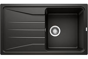 BLANCO SONA 5 S | Granitspüle aus SILGRANIT schwarz | Einbauart: Einbau von Oben | reversibel | für 50 cm breite Unterschränke | Großes Becken | Reinigungsfreundliche Öberfläche