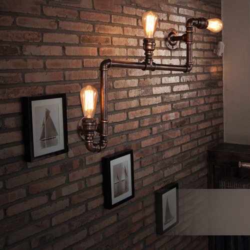 Preisvergleich Produktbild Aiehua LOFT Retro Industrie Wasserpfeife Wandleuchte Wohnzimmer Restaurant Pinsel Zimmer Kreative Beleuchtung Vintage Wandleuchte American Bar Club Schmiedeeisen Rohr Wandleuchte