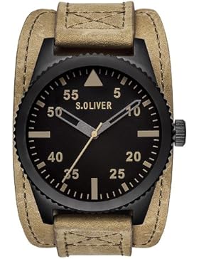 s.Oliver Herren-Armbanduhr XL Analog Quarz Leder SO-2879-LQ