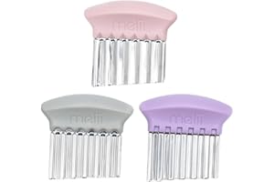 melii Stainless Steel Crinkle Cutters, 3-Pack, Wavy Knives with 3 Different Blades, Perfect for Cutting Vegetables, French Fries, Cheese, Sandwiches, Fruits - Pink, Purple, Grey