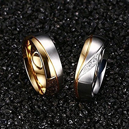 6mm Edelstahl 18k Partnerringe Silber Kristall für Mann und Frau Trend 2017 Verlobungsringe Eheringe Partnerringe Unisex (Frau, 1,9 cm) - 2