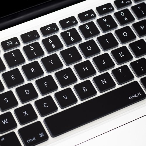 MiNGFi Französisch Tastatur Silikon Schutz Abdeckung AZERTY für MacBook Pro 13, 15, 17 Air 13 Zoll EU Keyboard Layout Silicone Cover – Schwarz - 2