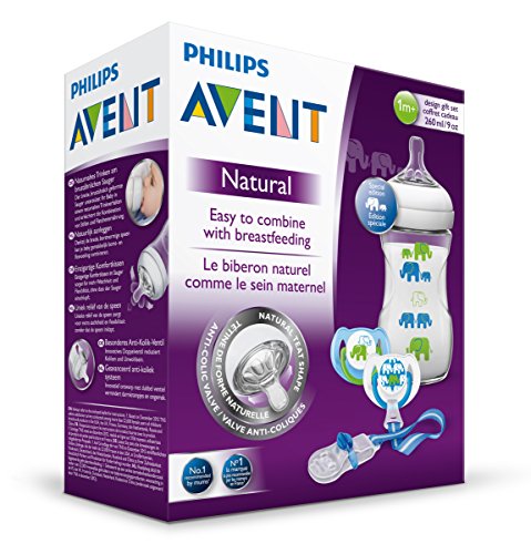 Philips Avent Elefanten Geschenk – Naturnah Flasche, 2 Beruhigungssauger, Schnullerkette - 5