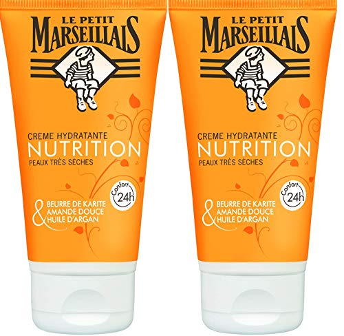 Le Petit Marseillais - Soins du Corps Crème Hydratante - Peaux très Sèches Format Pratique - Tube 75 ml - Lot de 2