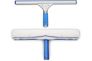 TYCHELIGHT Mnixy Kit de Nettoyage de fenêtre, raclette à vitre et Microfibre Chiffon, raclette Douche avec lèvre en Caoutchouc, Outil de Nettoyage de vitres,raclette aquablade 35cm