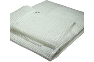 EACOMMERCE Telo Telone Multiuso Occhiellato Bianco Trasparente Retinato Con Occhielli 140 gr/mq per Esterno Resistente UV Impermeabile per Rimessaggi Tende Balconi Coperture (5x6 mt)