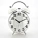 Produktbild Jinberry 4.5 Zoll (10cm) Retro Regenbogen Wecker / Bogenflaeche glockenwecker / Vintage Tischuhr mit licht Nachtlicht, Lautlos Analog Quarz ohne Ticken Schleichende Sekunde Alarm Clock - Weiß