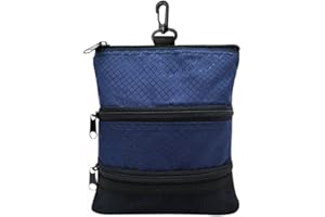 MiOYOOW Pochette de Balle de Golf, Sac de Tee de Golf Portable avec Crochet en Plastique et Fermeture Éclair à 3 Couches pour Homme Femme