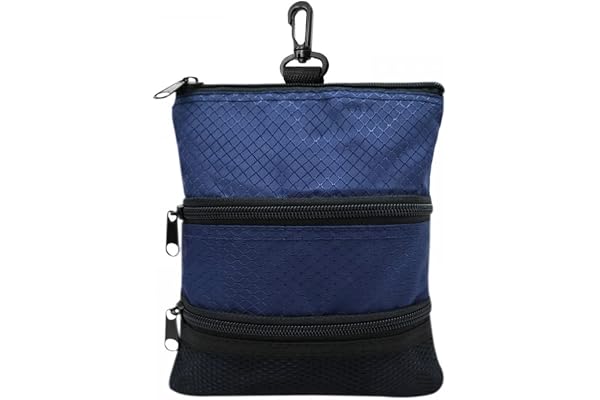 MiOYOOW Pochette de Balle de Golf, Sac de Tee de Golf Portable avec Crochet en Plastique et Fermeture Éclair à 3 Couches pour Homme Femme