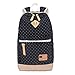 Produktbild Kaimeng Casual Daypack Rucksack Damenmode Schultasche Polka Dot Rucksack Rucksack Schüler Rucksack(Schwarz)