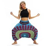 cinnamou Yoga-Hose Yogahose Frauen-beiläufige Baggy Boho Aladin Overall Pluderhosen Haremshose Ballonhose Pluderhose Aladinhose Harem Sommerhose