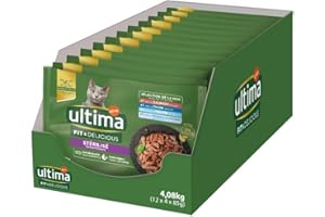 ULTIMA sachet repas Chat Stérilisé Saumon, Thon, Truite & Poisson de l'Océan - 12 Multipacks x 4x85 g