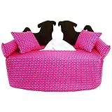 2 schwarze Möpse auf pinken Sofa - Bezug für Taschentuchschachtel oder Kosmetiktuchbox - Handgefertigt