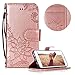 Produktbild Rose Gold Brieftasche für Samsung Galaxy S7 Edge,Gürt Wallet Handyhülle für Samsung Galaxy S7 Edge,Moiky Ziemlich Schöne Hübsche Spitze Blume Geprägt Klappbar Kartenfächer Multifunktion Stoßdämpfende Schlüsselband Schutz Hüllen im Bookstyle Ledertasche mit Standfunktion Magnetverschluss Rutschfest Kratzfest Etui Handytasche + 1 x Frei Displayschutzfolie