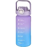Vagonlife 1500ml -Yenilenen Renkler- Pipetli/Pipetsiz Kullanım &Ccedil;ift Renk SoftTouch Motivasyon Matarası &Ccedil;ıkartma Hediyeli