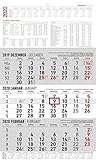 3-Monatskalender groß 2020 - Wandplaner - Bürokalender (30 x 49 geöffnet) - mit Datumsschieber - inkl. Jahresübersicht by 
