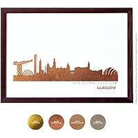 Kunstdruck Poster GLASGOW Skyline Lifestyle-Print Gold Kupfer Silber Rosegold, personalisierbares Geschenk Jahrestag Hochzeitstag, Erinnerung Urlaub Souvenir, 2 Größen 4 Ausführungen von 44spaces