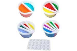 ZOOMPIL Copas divididas de silicona, gruesas y reutilizables tazas de mezcla de resina con 2-5 canales, Para el arte de resina, dibujo de pintura de bricolaje