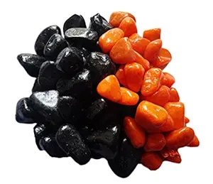 Hi Quality Fish Aquarium Black & Orange 1kg Decorative Stone Pebbles Chips