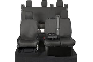 UK Custom Covers To Fit Ford Transit Custom (2013-2023) Tailored Heavy Duty Waterproof Front & Rear Seat Covers (6 Seater WITH Pull Down Tray) Black - SC102B-131B