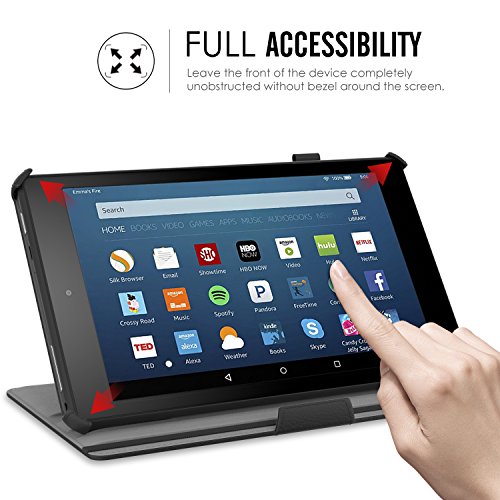 MoKo All-New Amazon Fire HD 8 2017 Hülle – Slim-Fit Multi-Winkel Kunstleder Tasche Smart Cover mit Auto Schlaf / Wach Funktion und Standfunktion für das neue Fire HD 8 2017 & Fire HD 8 2016 Modell, Schwarz - 3