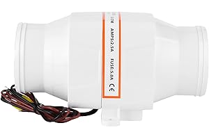 AUKSON 3" In-Line Air Blower Marine Bilge Air Blower Mute Strong Ventilation Fan for Yacht Boat RV 12V/24V(12V)