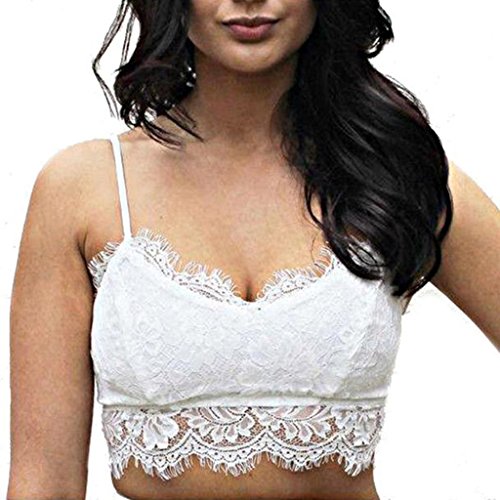 VENMO Ropa Camiseta de tirantes para mujer,VENMO Mujer translúcidas ropa interior pura encaje Condole correa cinturón lencería Bra tops (blanco, Busto: 62-80cm/24.4 '' - 31.5 '')