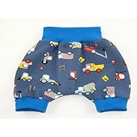 Kurze Baby Hose Größe 86/92 Mitwachshose Pumphose Motiv: Baufahrzeug